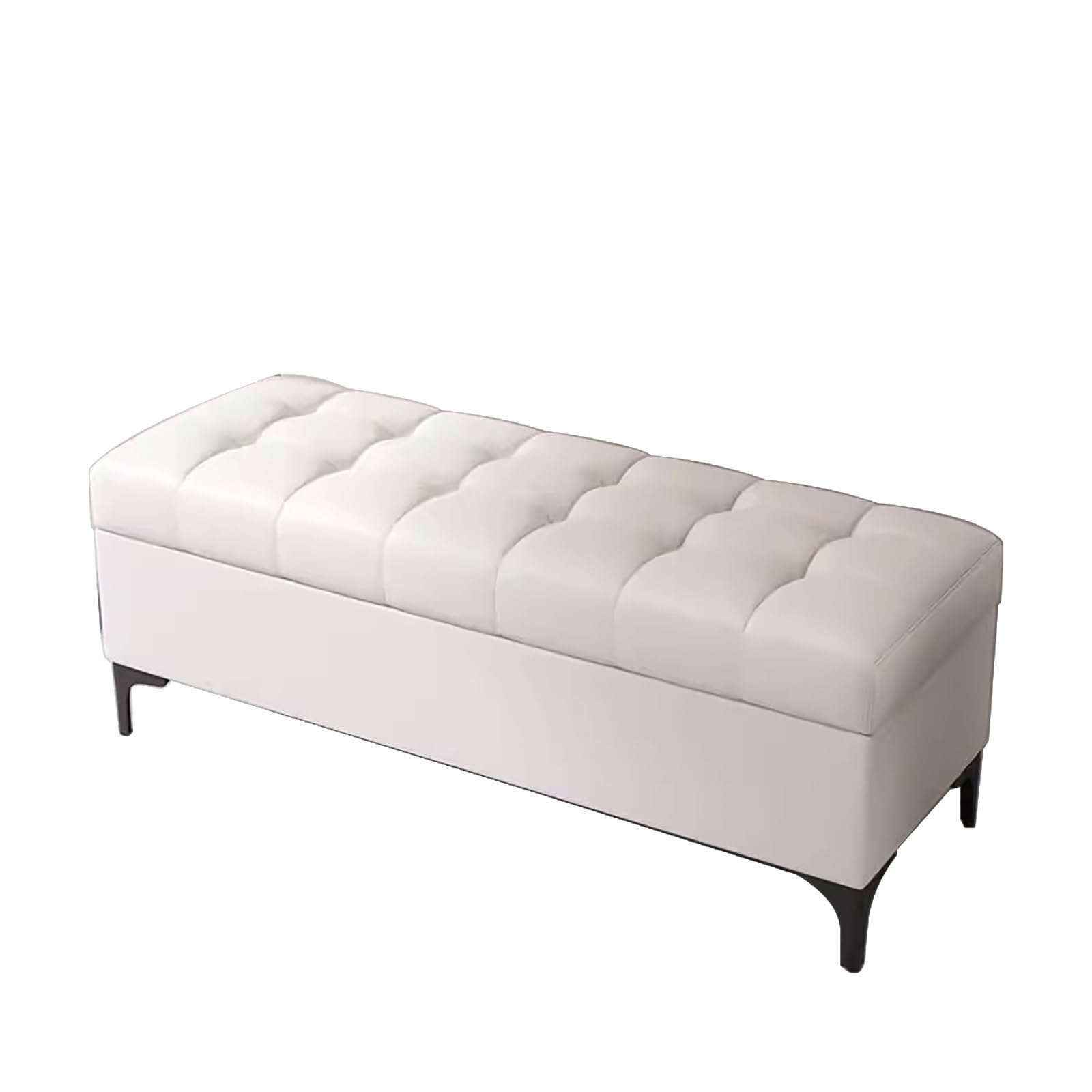 LWJSOCP SpaceSaving White Sto Bench with Cushioned ating for Entryway Bedroom Living Room47.2in / 120cmStylish Functional Storage Solution