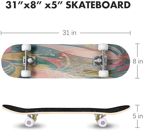 Miniatura 2 de Patinetas sin costuras en racimo de flores tropicales para principiantes, 31 x 8 pulgadas, tablas cóncavas de arce de doble patada, patinetas