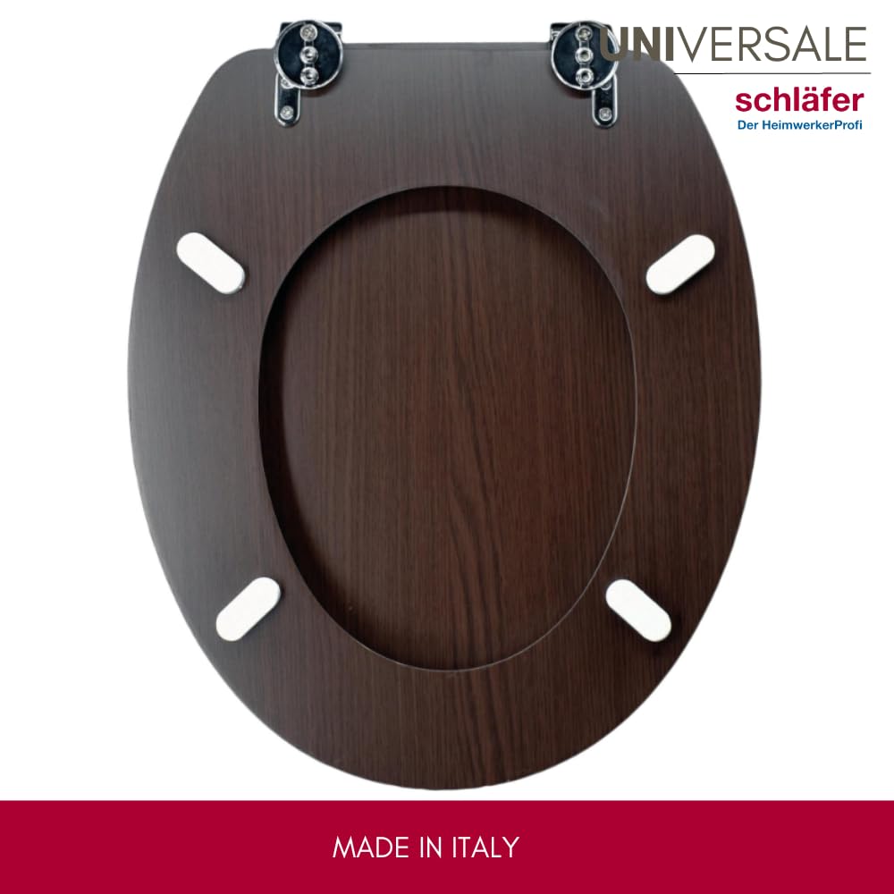 Schläfer 4638125 | Sedile Copriwater Universale Colorato per Bagno Coprivaso Tavoletta Copri Wc Weser in Legno Wenge, Cerniere Regolabili in Ottone Cromato