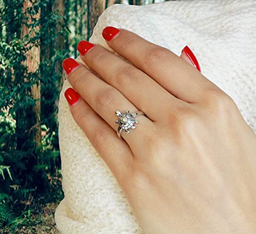 CloseoutWarehouse Sterling Silver Solitaire Wood Turtle Ring3