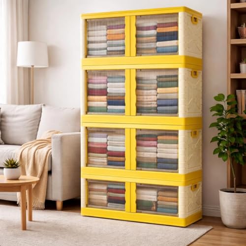 Image of DecoLogy Multipurpose Bookshelf Organiser Rack for Living Room, Kitchen, Bedroom, Office (Cupboard 2 Door : Orange, 4PCS)