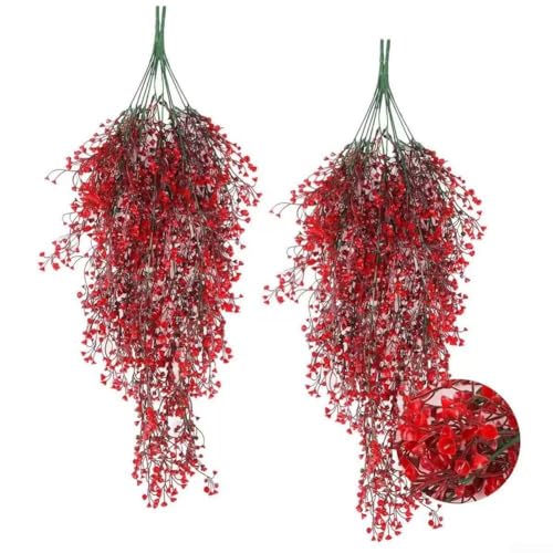 Vignes artificielles a suspendre de 0,8 m avec fleurs rouges pour balcon - 4