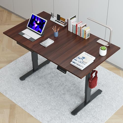 JIN OFFICE Electric Height Adjustable Desk| 80 Kg Wt. Capacity, 2 Year Warranty| Motorized Sit Stand Desk with Headphone Hook & Cable Tray (Brown... - Image 3
