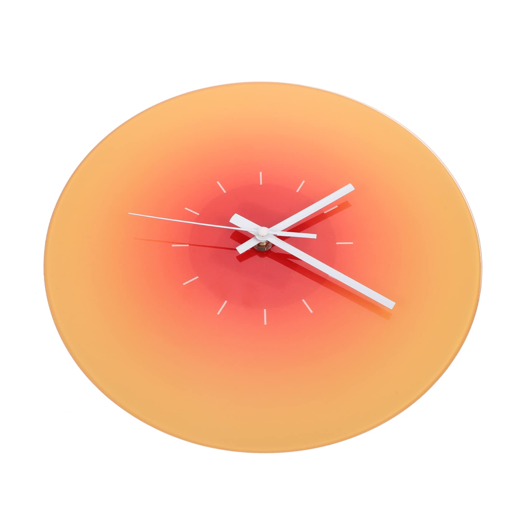 Horloge murale silencieuse 30 cm en verre trempé jaune au design coucher de soleil décoratif