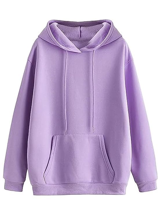 Girls Plain Hoodie Sweatshirt with Kangaroo Pocket, Purple-image-27