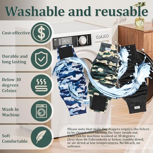 Image of Reusable Dog Diapers Male, Premium Washable Belly Bands for Dogs, Pack of 5, High Absorbing Medium Dog Wraps for Doggie & Puppy in Incontinence or Excitable Urination and Training(M)