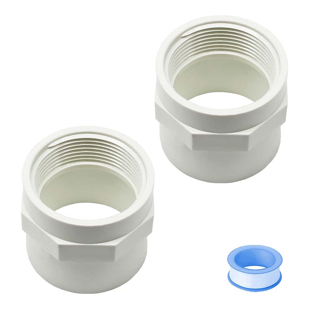 HayEastdor 2PCS 2 Inch PVC Coupling Fittings White Socket to Female Thread PVC Pipe Fitting Adapter Connector for Schedule 40 HE061-2