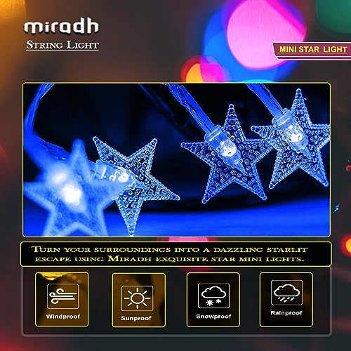 Image of MIRADH 14 Star Shape String Led Light 3 Meter led Lights for Home Decoration Plug in Fairy String Lights, Diwali Lights for Decoration for Home Still Mode Only Strip Lights (14 Star Blue)