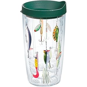 Tervis Fishing Lures Made in USA Double Walled Insulated Tumbler Travel Cup Keeps Drinks Cold & Hot, 16oz, Classic
