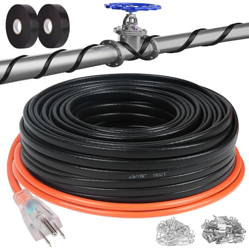FYSFLYA 200FT Heat Tape for Water Pipes，-40°F Anti-Freeze De-Icing Heating Tape, Pipe Insulation Heating Cable for Insulation/Roof Snow Removal, Gutter Heating Cable, Heated Water Hose 120V 5W/ft