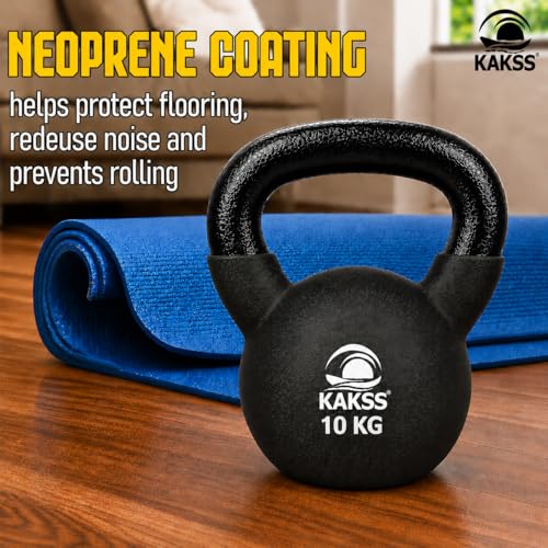Image of Kakss Half Coating Neoprene Kettlebell (black, 10kg)