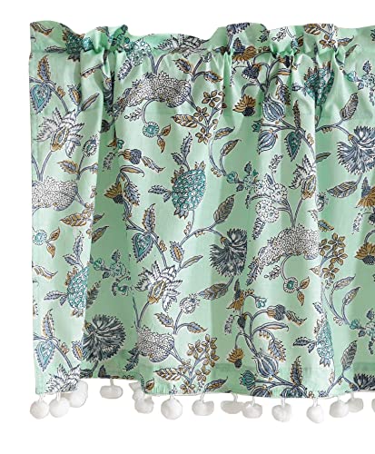 Image of Ravaiyaa - Attitude Is Everything Hand Printed Half Window Kitchen Curtain 100% Cotton Short Drapery Valance Curtain 40 inch X 18 inch Inch (Sege Green) - Semi-Sheer, Rod Pocket