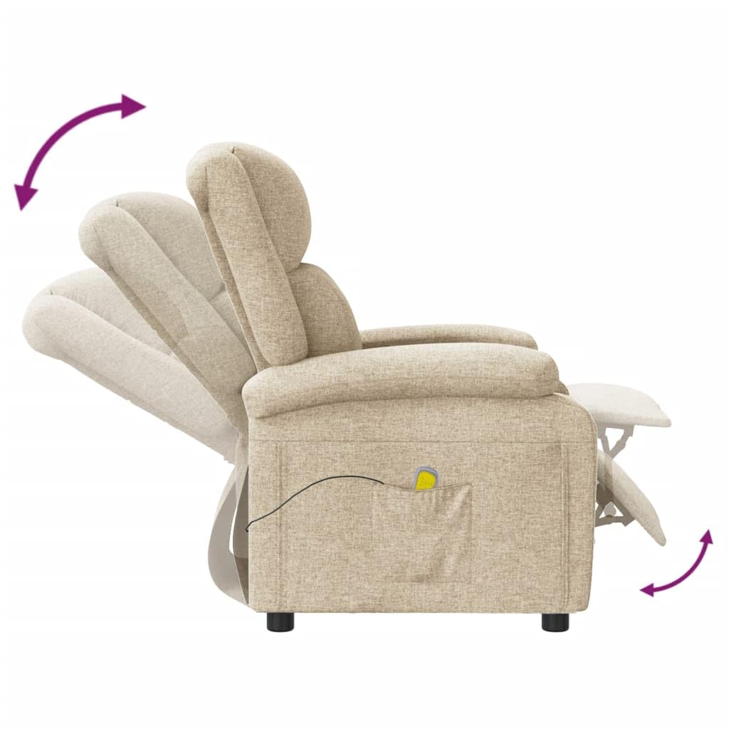 Willood Sillon Relax Reclinable Electrico Sillón de Masaje de Tela Color Crema