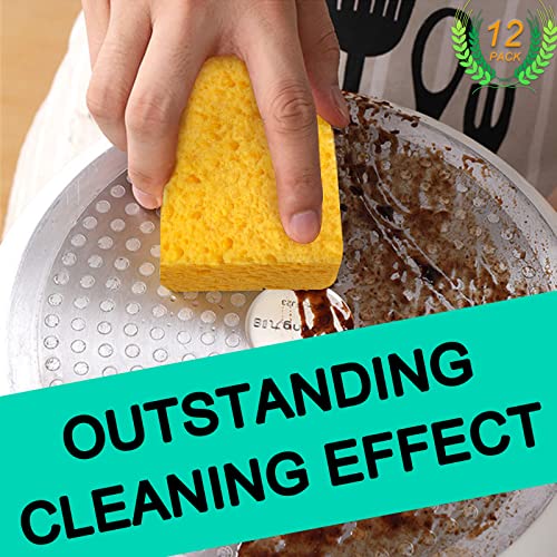 Image of 12-Count Extra Large Compressed Sponges Kitchen for Dishes, Sponges for Cleaning, Biodegradable Cellulose Compressed Sponges for Kitchen, Bathroom, Camper, Backpacker