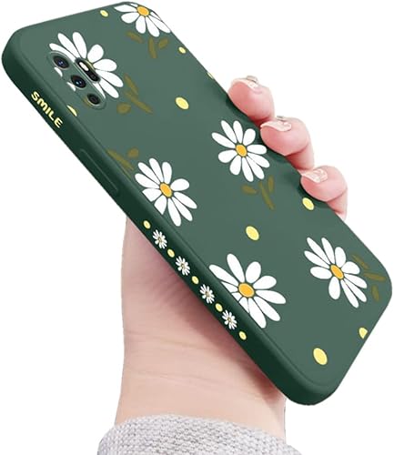 for Galaxy Note 10 Plus Case Cute Daisy Pattern Camera Lens Protection Shockproof TPU Bumper Liquid Silicone Protective Cover Phone Cases for Samsung Galaxy Note 10+Plus 5G 6.9-Green