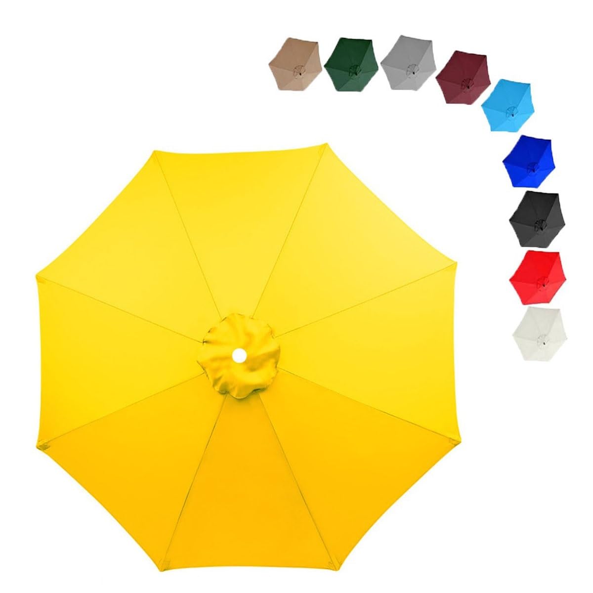 MObyat 230cm/270cm/300cm Patio Umbrella Replacement Canopy, 8 Ribs Umbrella Canopy Cover, UV Protective Replacement Parasol Fabric Cover, Canopy Only(Yellow,230cm)