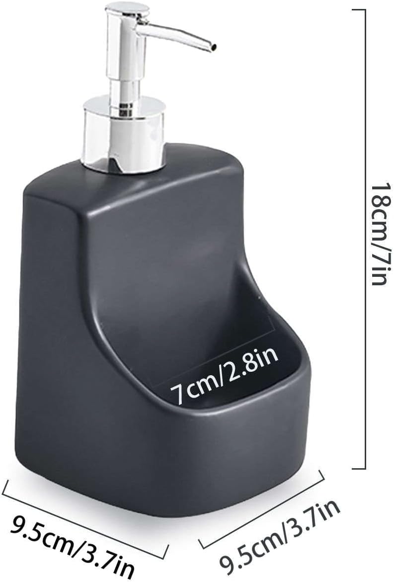 Soap Box, Soap Dish, Soap BasketCreative Multifunction Bathroom Soap Dispenser, Soap Dispenser for Kitchen Sink, Ceramic Soap Dishes, Soap Holder-Gray-9.5x9.5x18cm (Color : Black, Size : 9.5x9.5x18
