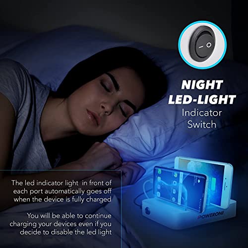 image for Poweroni 4 Port USB Charging Station - Fast Charging Dock for Multiple