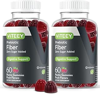 Fiber Prebiotic Gummies [Zero Sugar Added] Digestive Heath Regularity Support, Natural Weight Support, Constipation Relief, Vegan Dietary Supplements, for Adults & Teens - Fruit Flavor Chewable Gummy