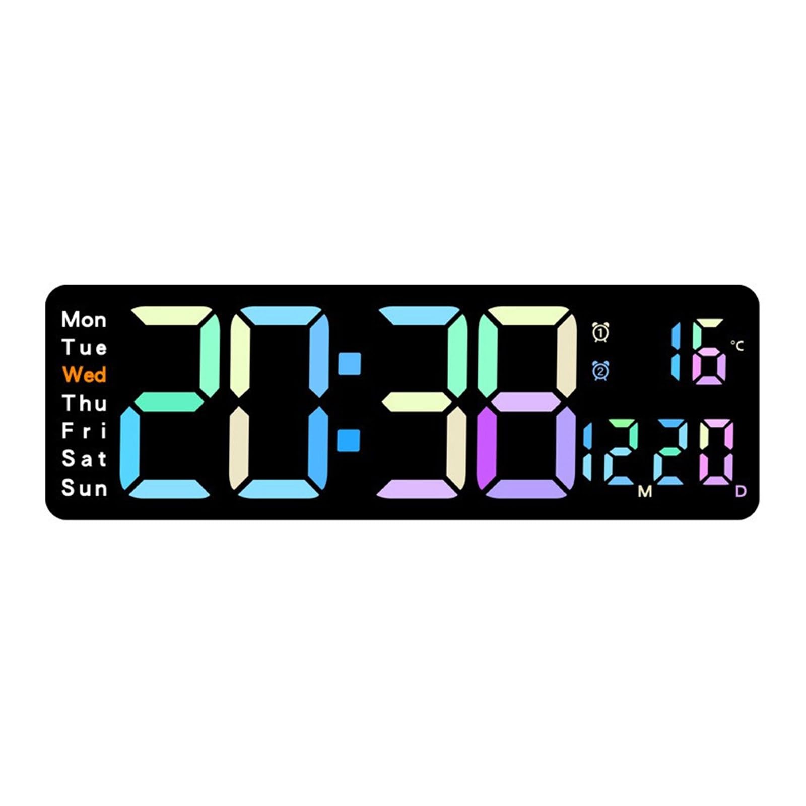 Kalttoy 12Inch Large LED Wall Clock with 2 Alarm Clock Big Screens 10 Brightness Digital Alarm Home Decorations Digital