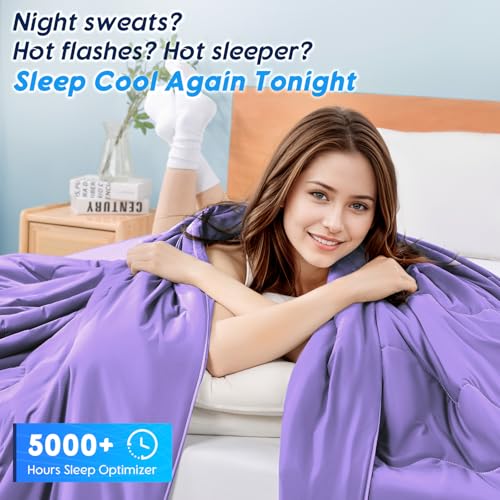 Image of Cooling Blanket for Hot Sleepers & Night Sweats - Cooling Comforter, Breathable Lightweight Double-Sided Summer Bedding, Breathable Soft All Season (Lavender, Queen(90 inchx90 inch))