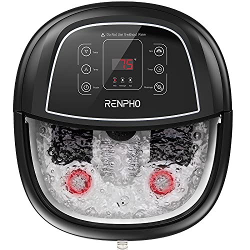 Foot Spa Bath Massager,RENPHO Motorized Foot Spa with Heat and Massage and Jets,Bubble Jets,Shiatsu Foot Spa Massager Corn Rollers,Relieve Feet Muscle Pain