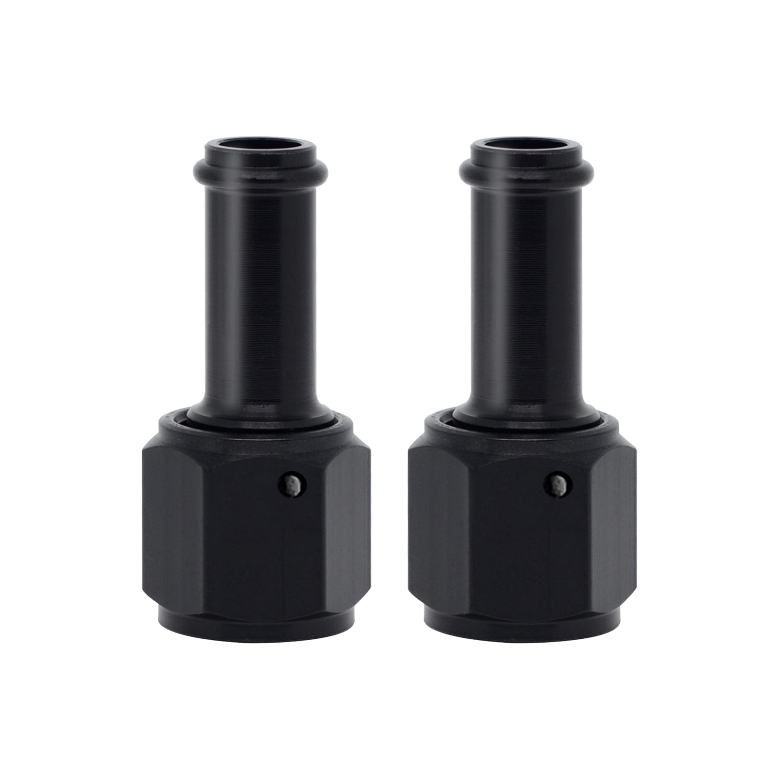 VehiMata 6AN Female to 5/16 Barb Straight Swivel Hose Fitting Adapter Aluminum Black 2PCS