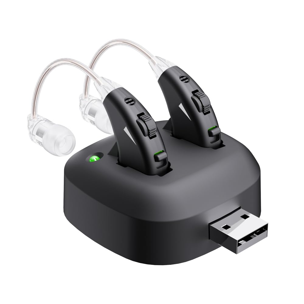 JINGHAO Amplificateur De Son, Paire d'amplificateurs sonores personnels rechargeables pour contours, Noir