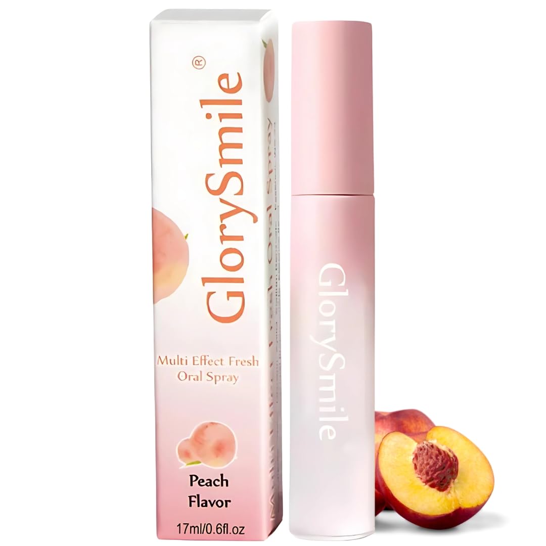 GlorySmile Multi Effect Fresh Oral Spray (Peach 17ml), Breath Freshener Mouth Spray For Breath Freshening, Mouth Spray Bad Breath Removal Oral Spray Making You Feel Refreshing and Smell Good