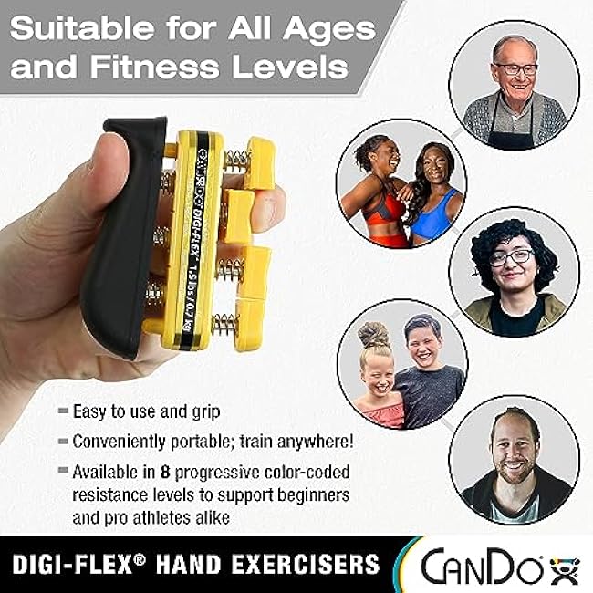 CanDo 10-0741 Digi-Flex Hand Exerciser, Finger 3.0 lb/Hand 10.0 lb, Red-Light