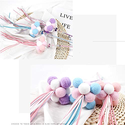 Franja de Pom Pom de Penas Feitas à Mão de Gato Engraçado, Vara de Gato Engraçada, Brinquedo de Gato