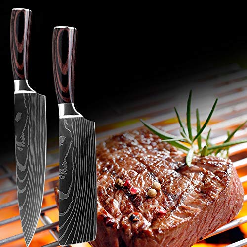 Faca Profissional Xituo 8 Peças Padrão Damasco Chef