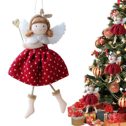 Ornement De Fille Ange De Noël, Arbre De Noel Ange Peluche Poupées Poupées Suspendue Décoration Suspendue pour Porte, Voiture, Arbre, 10x17cm
