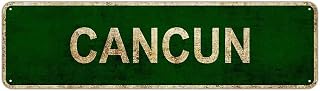 Metal Sign Cancun Vintage Signs Retro Tin Signs Art Plaque Aluminum Sign for Bedroom Kitchen Garden Wall Pub Club Coffee Hanging Sign Decor 4"x16"
