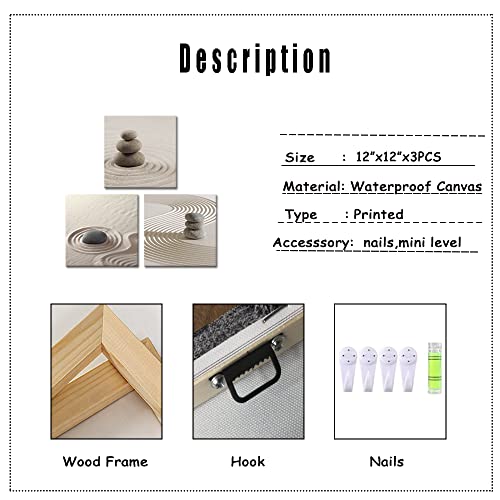 Tiuauit Zen Pictures Wall Art Still Life Stone Prints On Canvas Spa Massage Treatment Painting For Bedroom Bathroom Decoration Ready To Hang 12"X12"X3Pcs #TOP4
