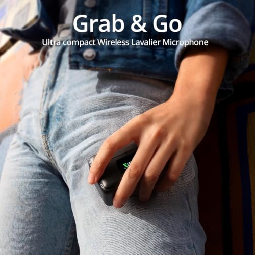 Image of GADGETSWEAR Q9 Dual Wireless Lavalier Microphone with LED Display Case, Noise Cancelling Lapel Microphone for YouTube, Vlogging, Recording, Plug & Play for iPhone, Android (Black)