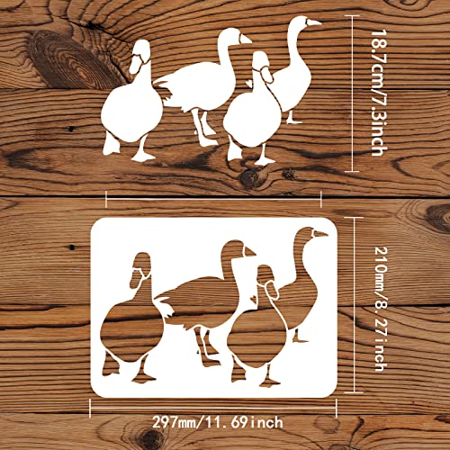 FINGERINSPIRE Duck Stencil Template 29.7x21cm 4 Ducks Template Plastic Duck Flock Painting Stencil Reusable Farm Animal Stencils DIY Decor Stencil for Painting on Wood Floor - Image 2