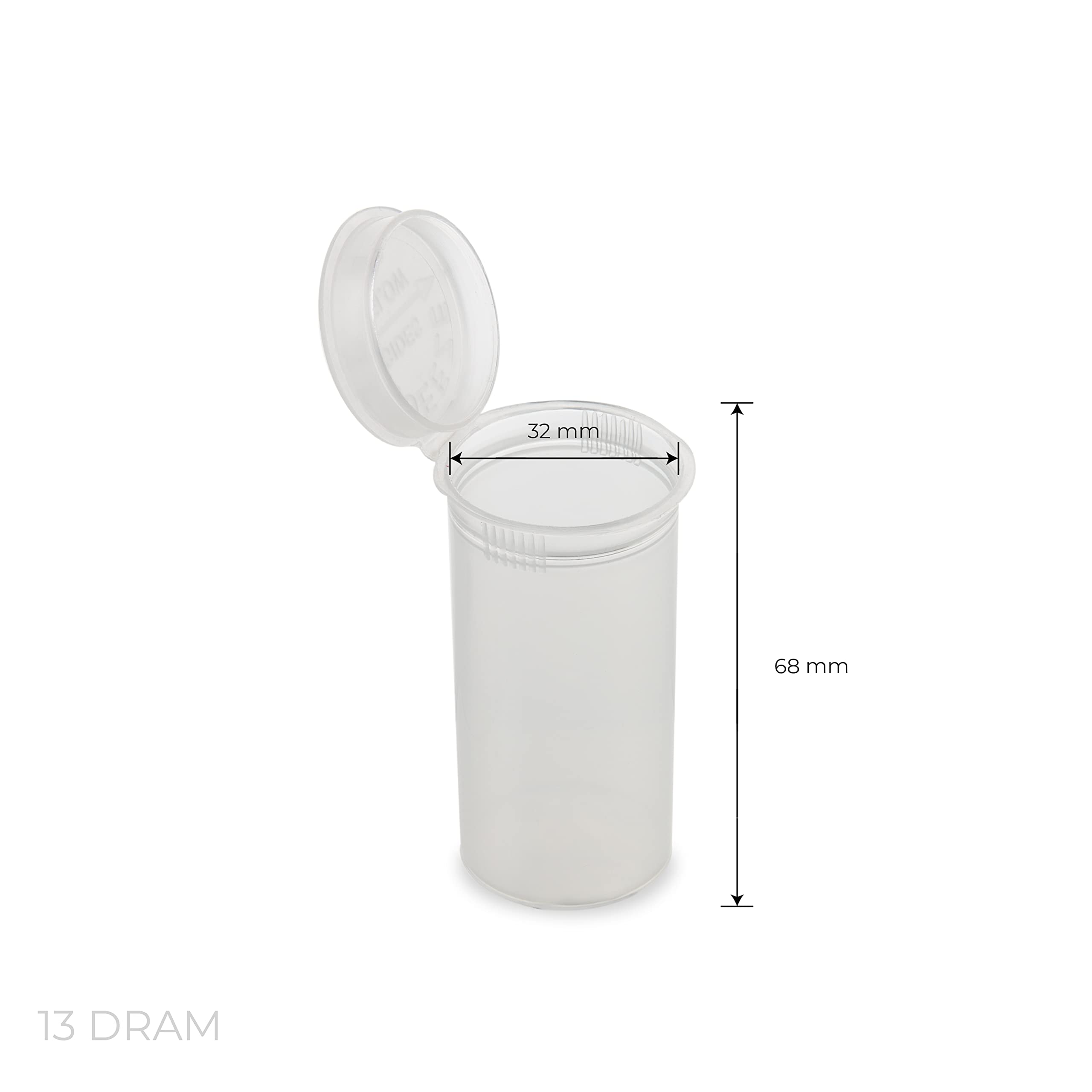 Loud Lock – Botellas de contenedor de vial con tapa superior – 13 Dram tamaño – 315 unidades caja, 13 Dram, Transparente