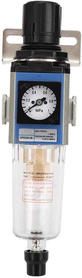 Oumefar Air Source Pressure Regulator Valve GFR200 Pneumatic Filter Processor Reducing Valve with Knob Pressure gauge(GFR200-08 G1/4)