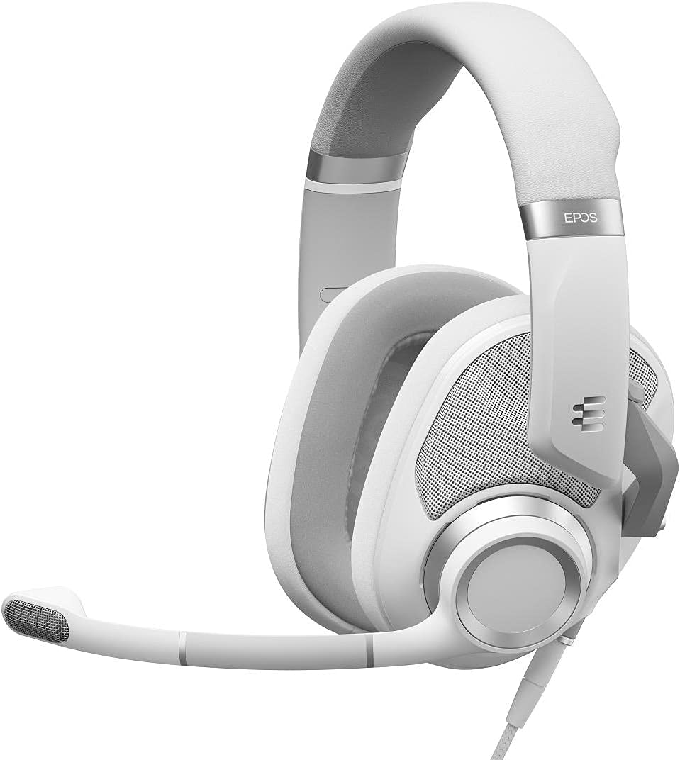 Epos H6 Pro White - Open Acoustic Gaming Headset With Mic Lightweight Headband Comfortable & Durable Design, Xbox Headset, Ps4 Ps5 Accessories Wireless (White), Wired