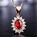 Daesar Colgante Oro Rosa 18k Mujer Rubí 1.15 ct Diamante Flor Collar...