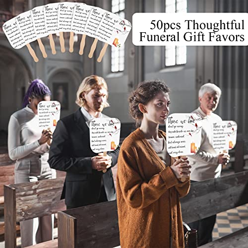 Image of Sherr 50 Pcs Funeral Sympathy Memorial Gifts Favor Bulk Christian Church Fans Handheld Memorial Service Favors Those We Love Don't Go Away Decoration