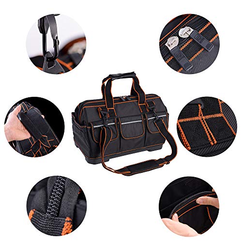 Tool Bags with Water Proof Molded Base,Wide Mouth,Single-Shoulder Tool Storage and Organizers Box 16 Inch 17 Pockets - Thumbnail 6