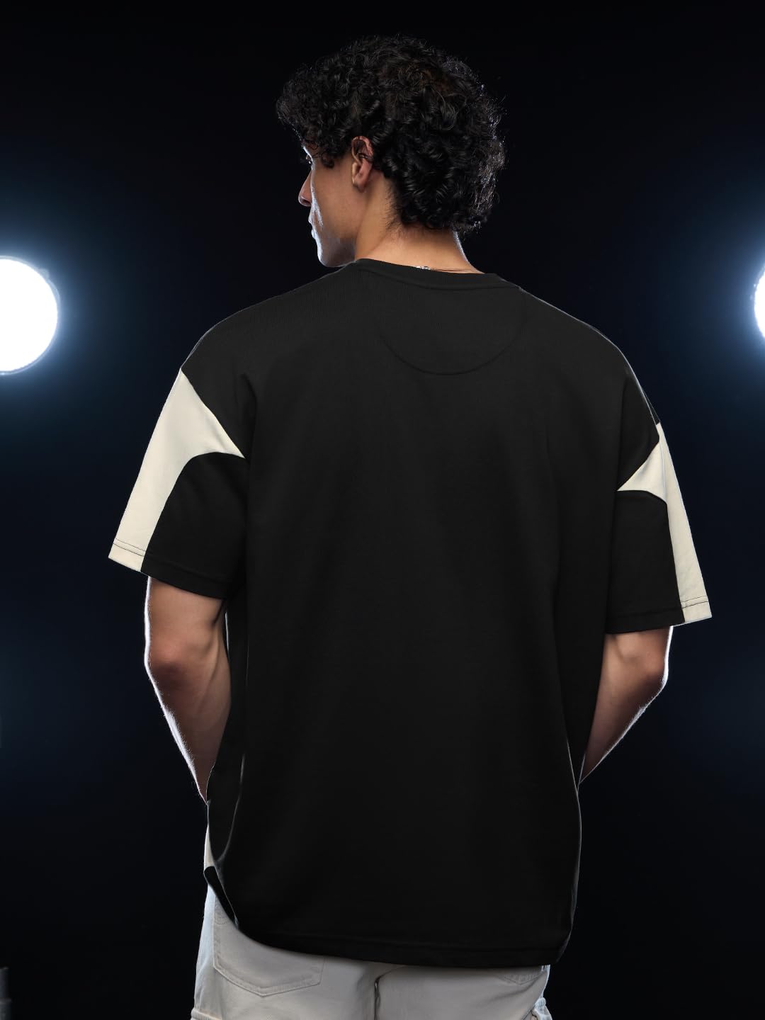 The Souled Store Maglietta Colourblock: Varsity League Uomo e Ragazzo Maniche Corte Girocollo Nero Stampa Grafica Cotone Oversize T-shirt