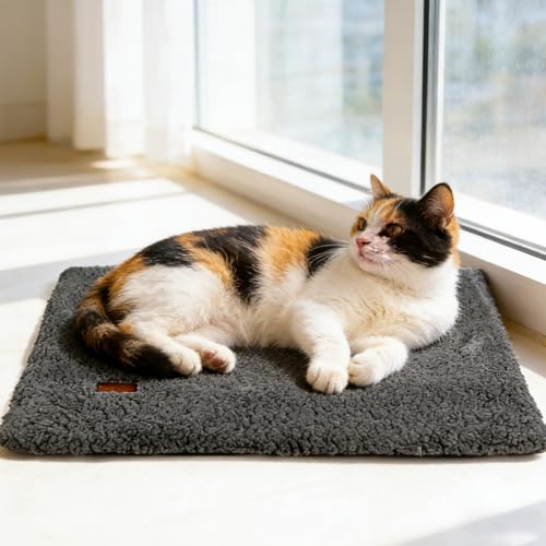 MORA PETS Self Heating Cat Bed for Indoor Cats Washable Heated Cat Bed Warming Pad for Kitten & Small Dogs Electric-Free Cat Blanket Soft Pet Cushion Mat with Non-Slip Base Removable Cover 61x45cm