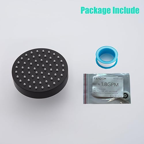 Miniatura 6 de RANDOM Cabezal de ducha negro de 6 pulgadas redondo con rótula giratoria ajustable de 360 grados con filtro, cabezal de ducha de lluvia de alta