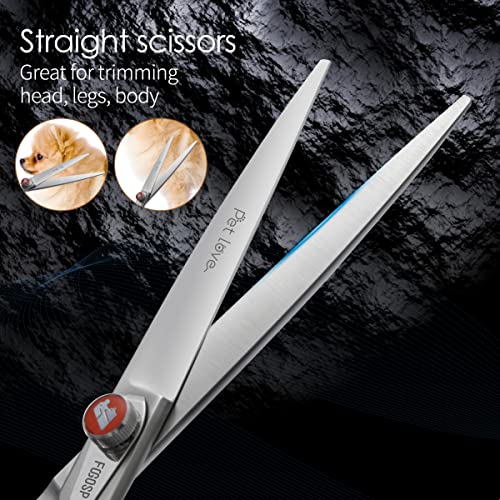 Fogosp Professional 8'' Straight Dog Grooming Scissors Long Large Grooming Shears For Dogs Pet Japan 440C Right Handed Dog Hair Cutting Scissors For Poodle #TOP3