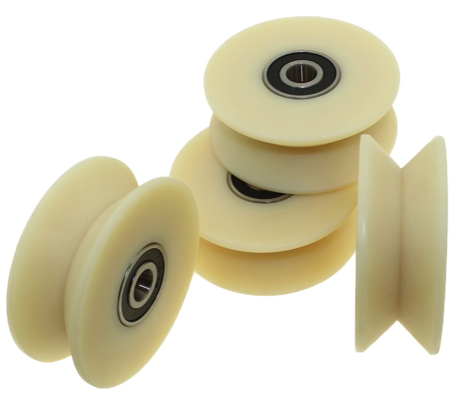 V80-30-12 Lot de 4 roues en nylon polyamide avec rainure en V 90° pour portail coulissant Fabriqué en UE