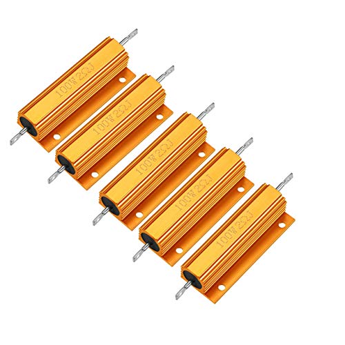 Gold Tone 100W 2 Ohm 5% Aluminum Housed Wire Wound Resistor 5Pcs