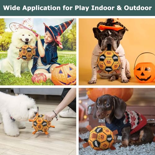 QDAN Halloween Dog Toys, Soccer Balls, Interactive Pet Toys, Puppy Dogs Birthday Gifts, Durable Dog Balls for Small Medium Dogs（6 Inch） - Thumbnail 6